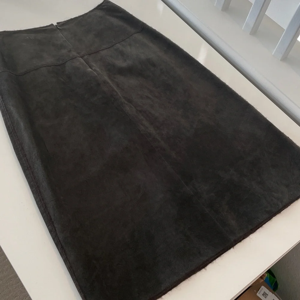 Etcetera Brown Suede Leather A-Line Skirt size 6
